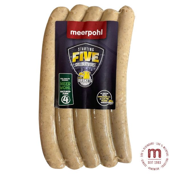 Starting Five Grilbratwurst. Sait. 5x90g